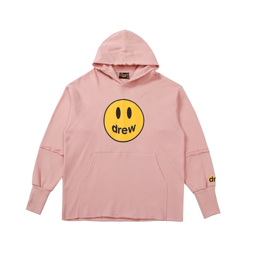 drew house Pink Hoodie with Yellow Logo